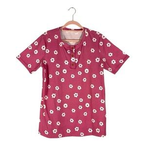 Southern Stitch Floral Button Henley Shirt - Size L